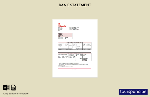 listo para imprimir plantilla de Excel de extracto bancario Citadele de Letonia